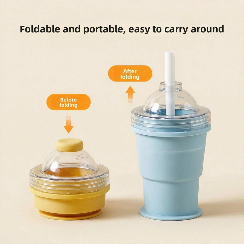 Collapsible Silicone Cup with Straw
