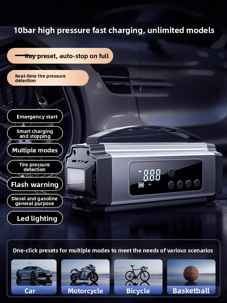 Car Emergency Jump Starter with Air Compressor and Power Bank