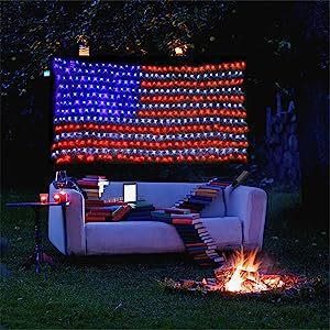 American Flag LED String Lights – Patriotic 4th of July Outdoor Decoration