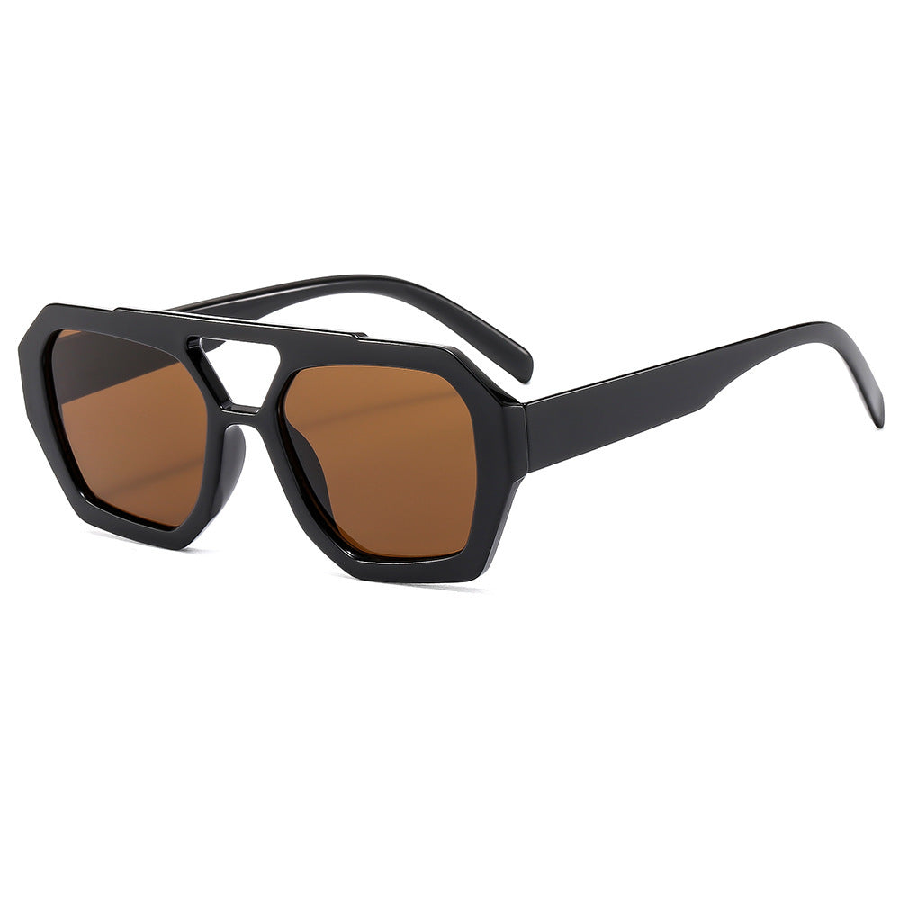 Retro Contrast Color Polygonal Sunglasses