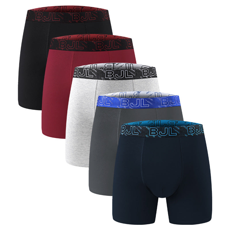 Extra-Long-Legged Cotton Boxer Briefs for Men