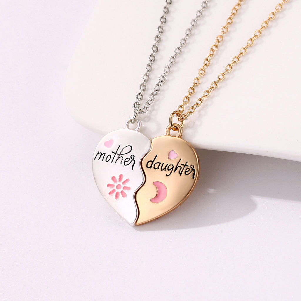 Heart Shape Mother Daughter Alloy Necklace