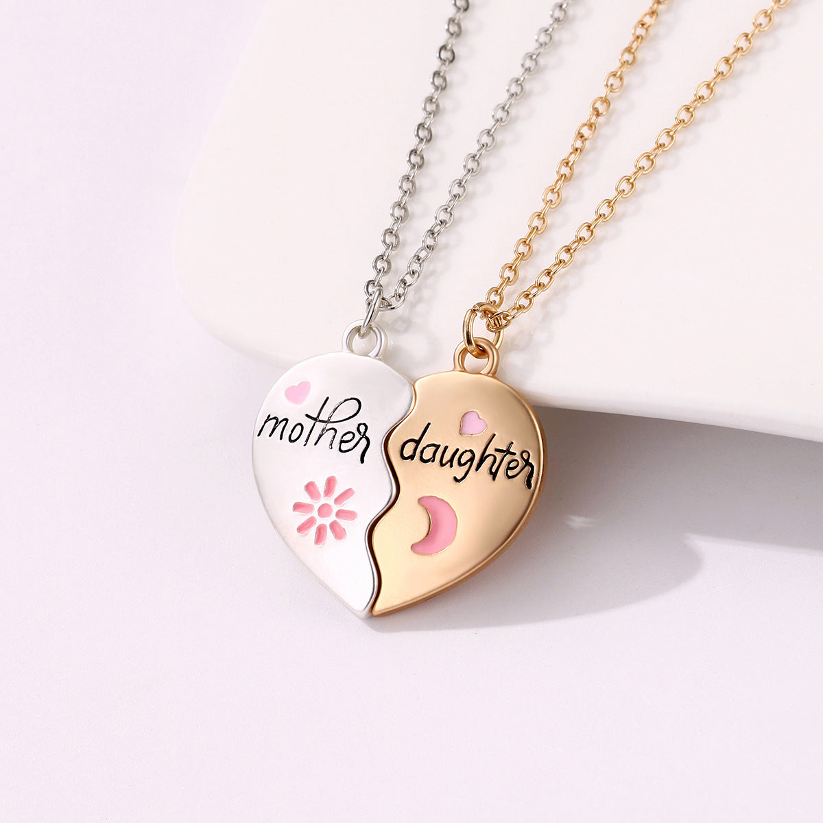 Heart Shape Mother Daughter Alloy Necklace