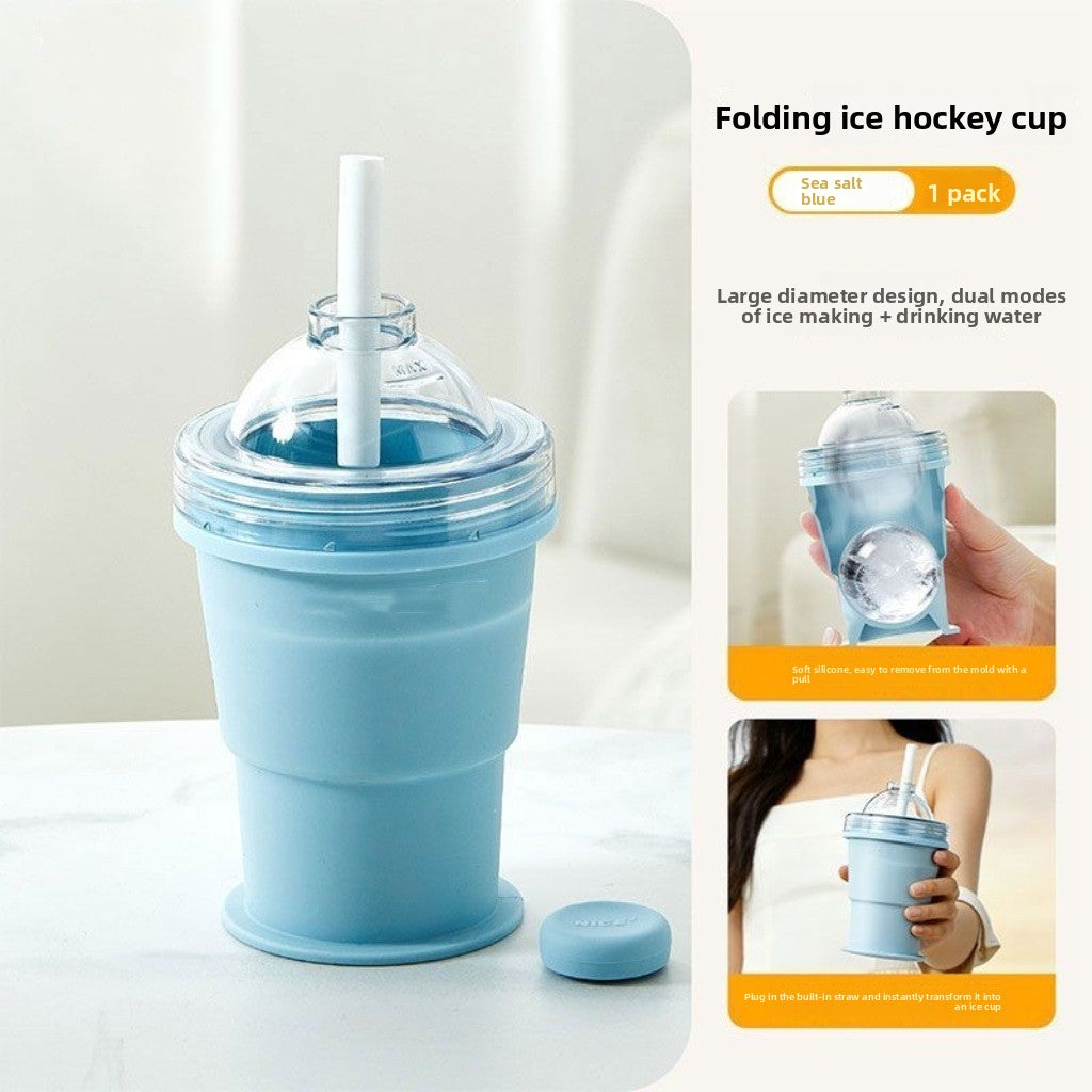 Collapsible Silicone Cup with Straw