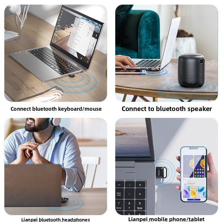 USB Bluetooth 5.0 Adapter – Plug & Play, 20m Range for PC
