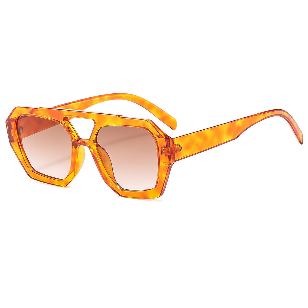 Retro Contrast Color Polygonal Sunglasses