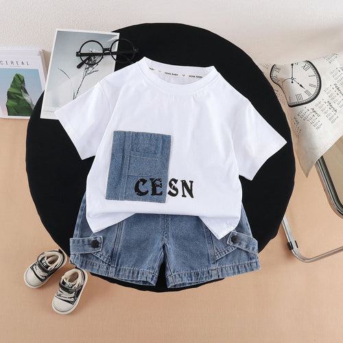 Boys Summer Short Sleeve with Letter Patch