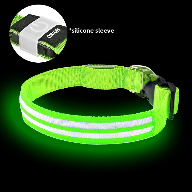 LED Light-Up Dog Collar | Fiber Optic Safety Collar for Night Walks