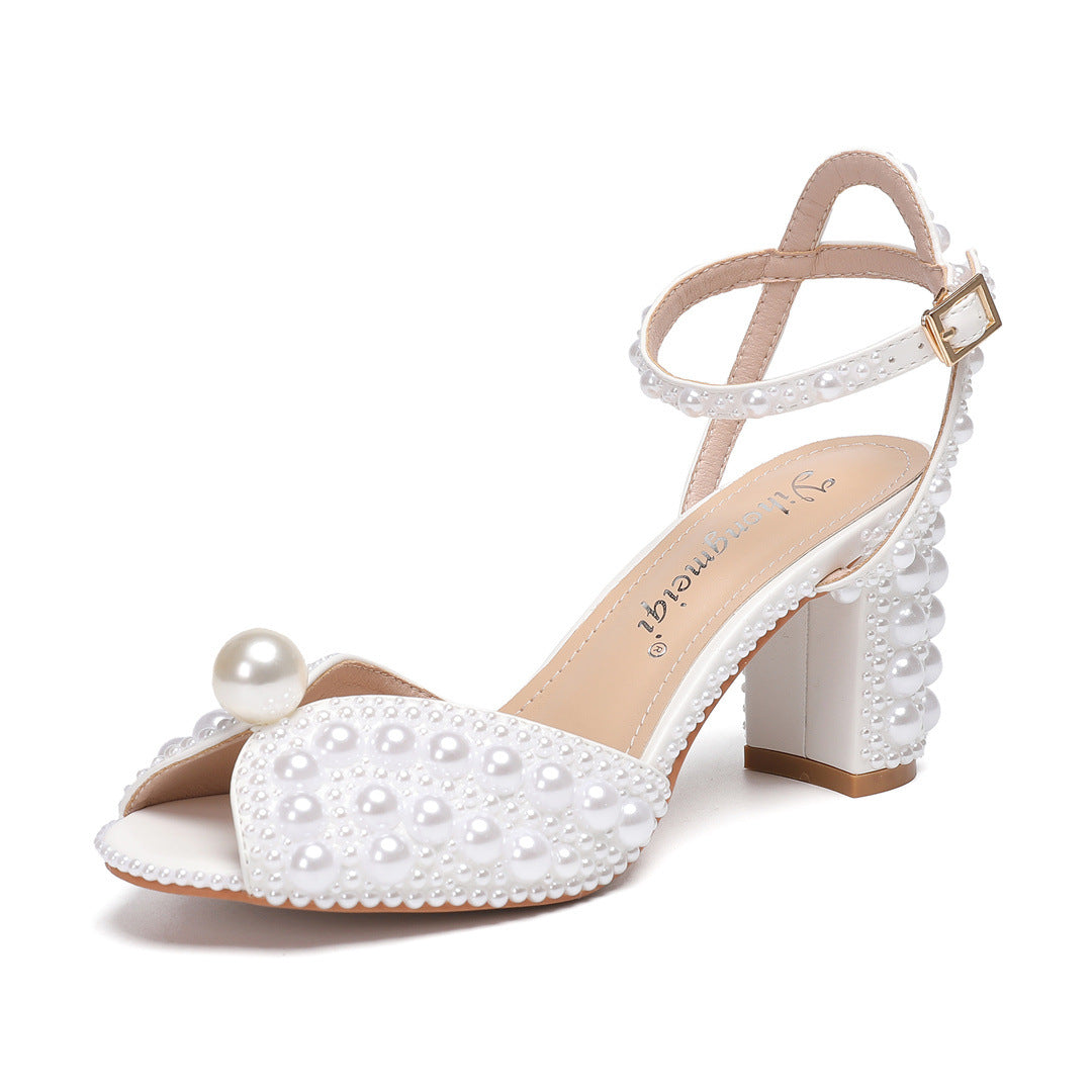 Rhinestone Pearl Womens Wedding Stiletto Heels