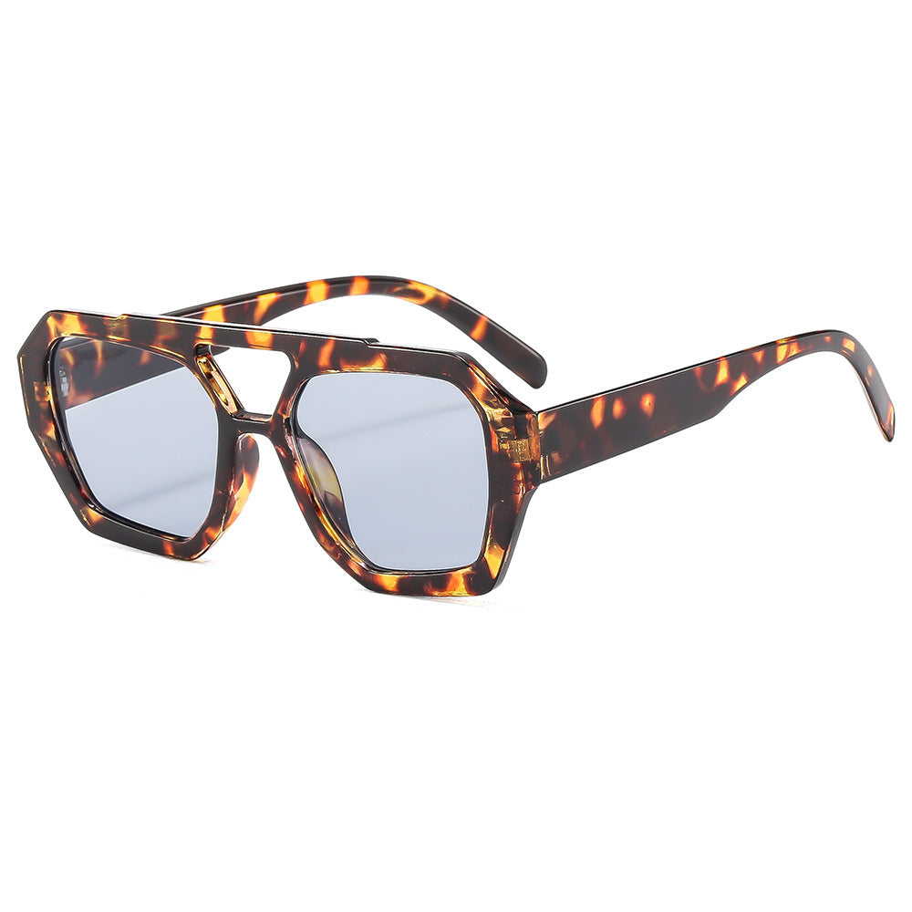 Retro Contrast Color Polygonal Sunglasses