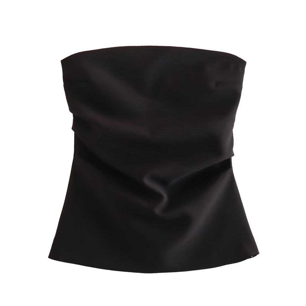 Y2K Pleated Strapless Top