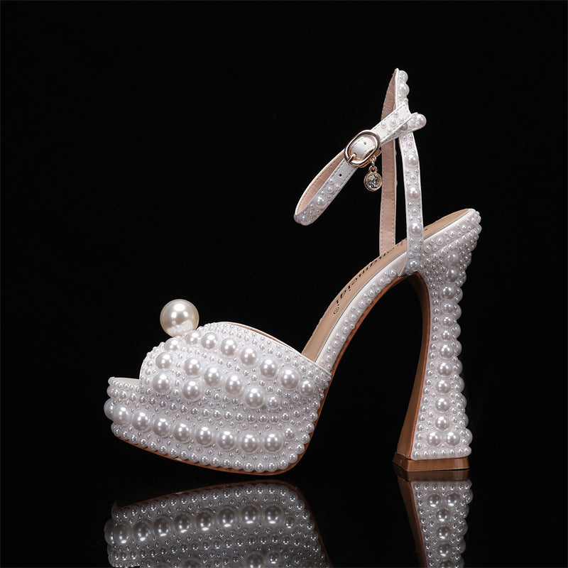 Rhinestone Pearl Womens Wedding Stiletto Heels