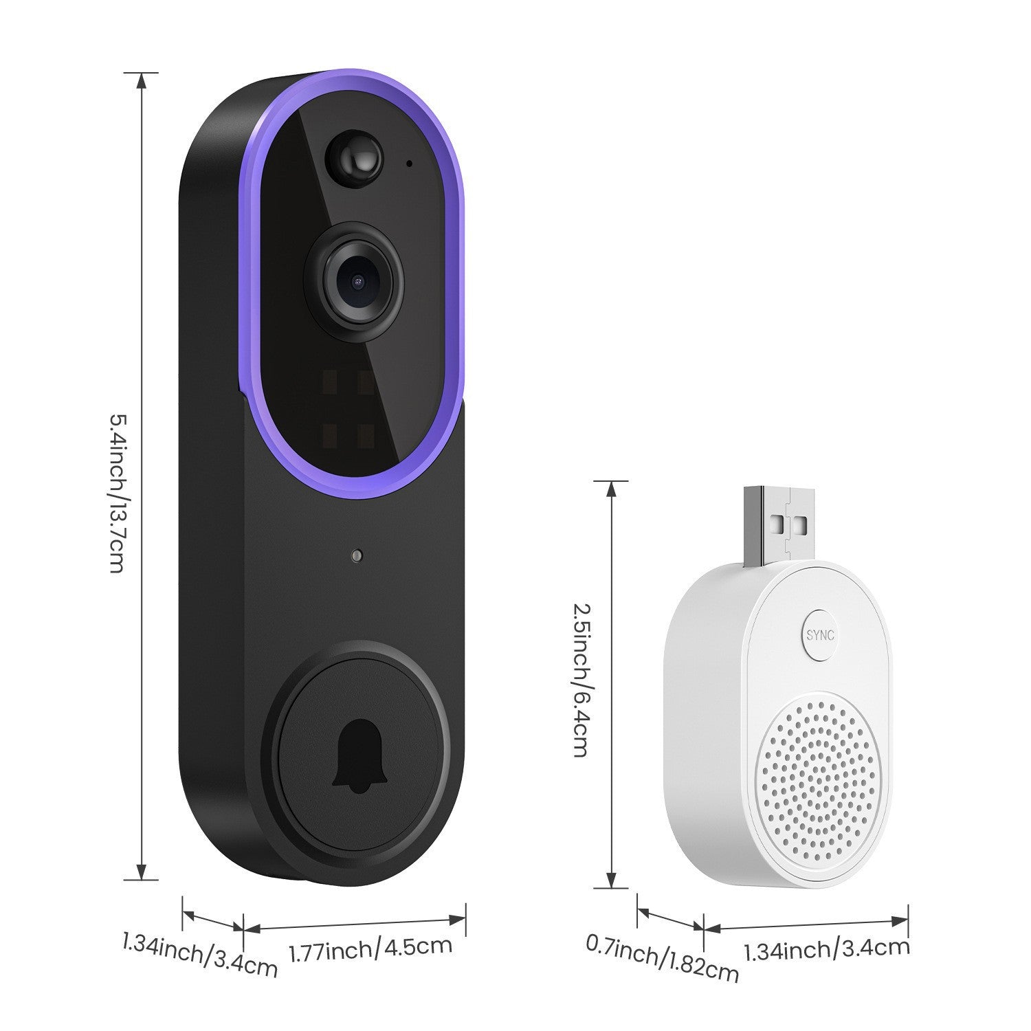Wireless Smart Video Doorbell with Camera and Intercom