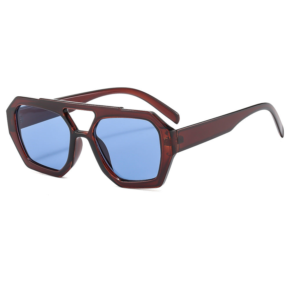 Retro Contrast Color Polygonal Sunglasses