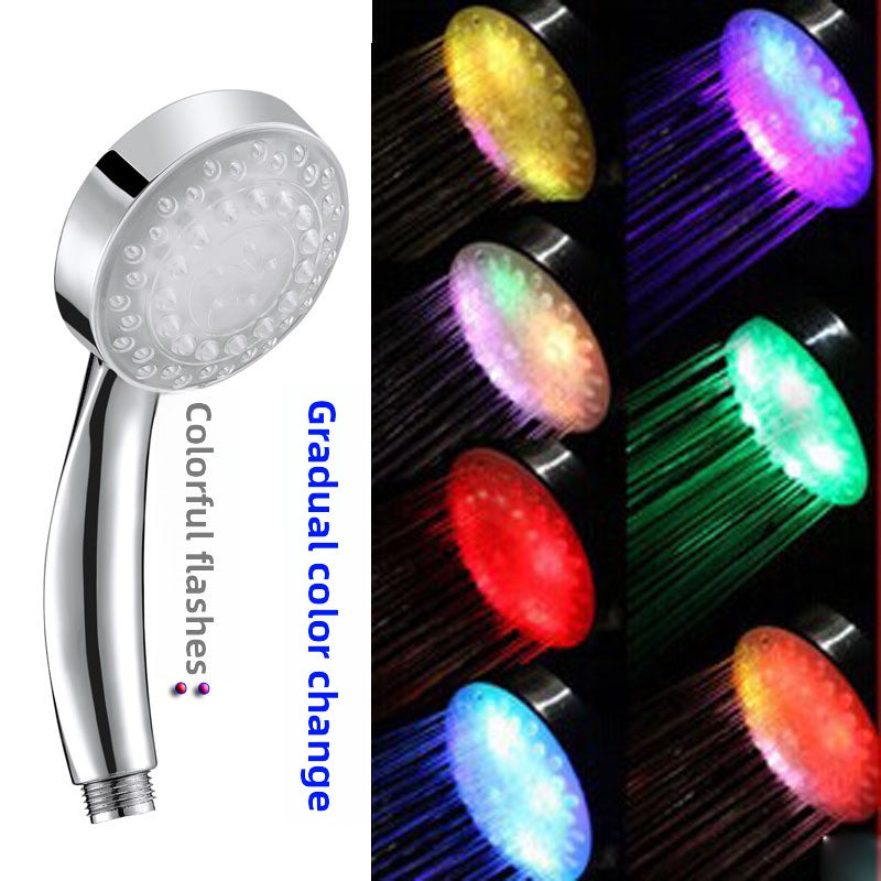 Colorful self-variable temperature control shower head