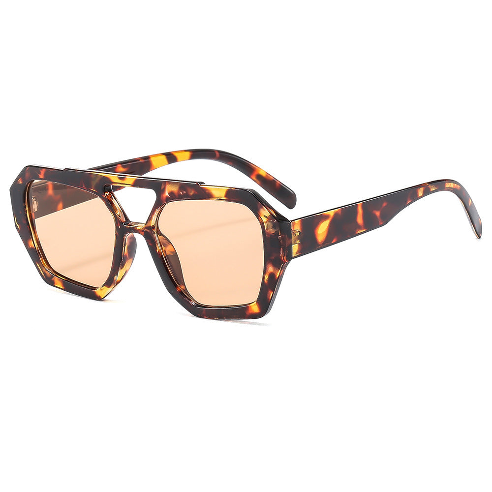 Retro Contrast Color Polygonal Sunglasses