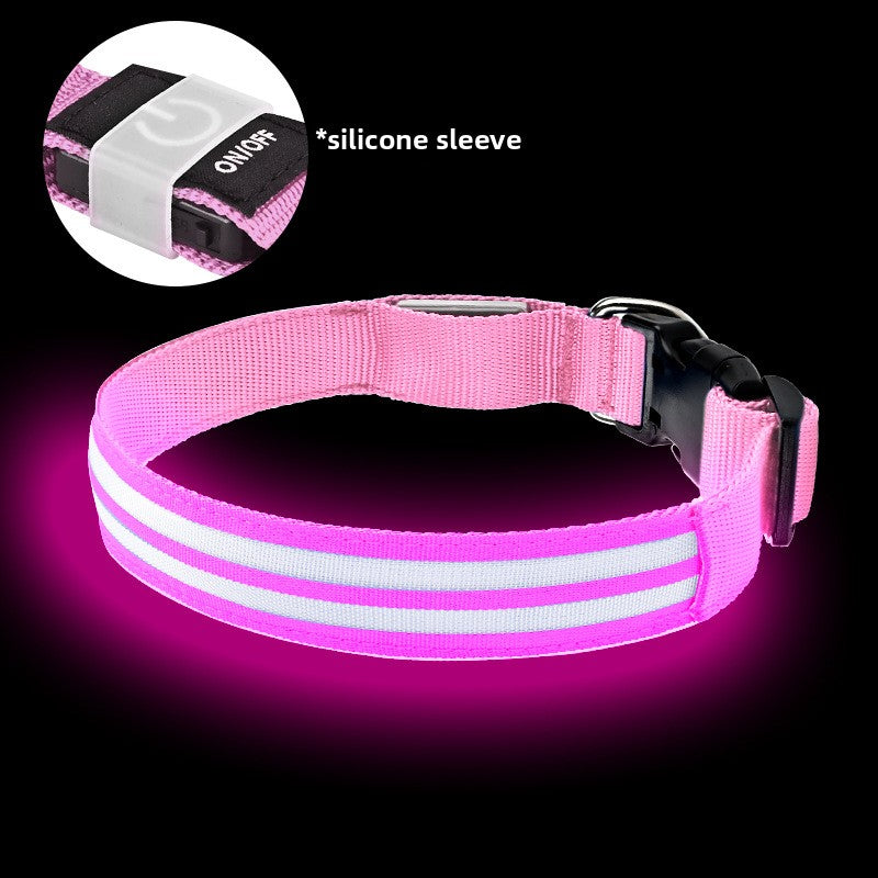LED Light-Up Dog Collar | Fiber Optic Safety Collar for Night Walks
