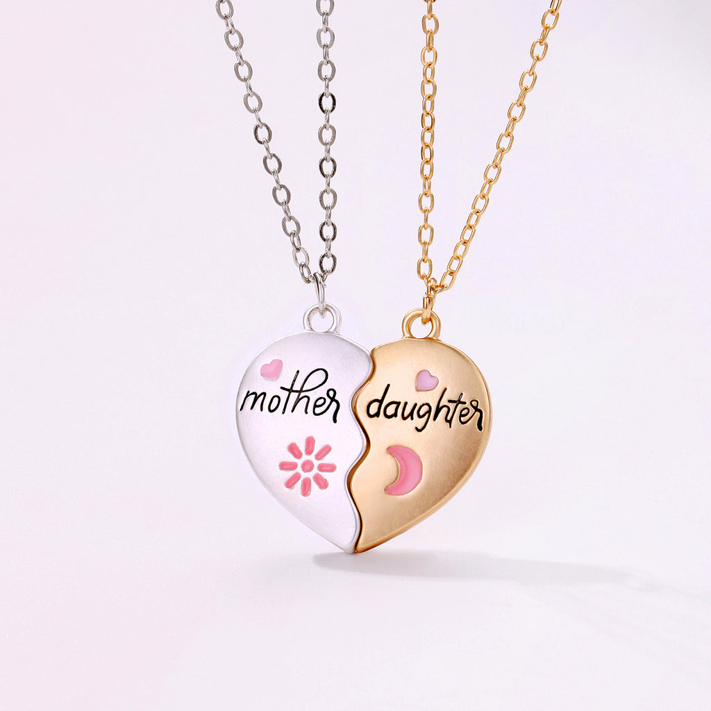 Heart Shape Mother Daughter Alloy Necklace
