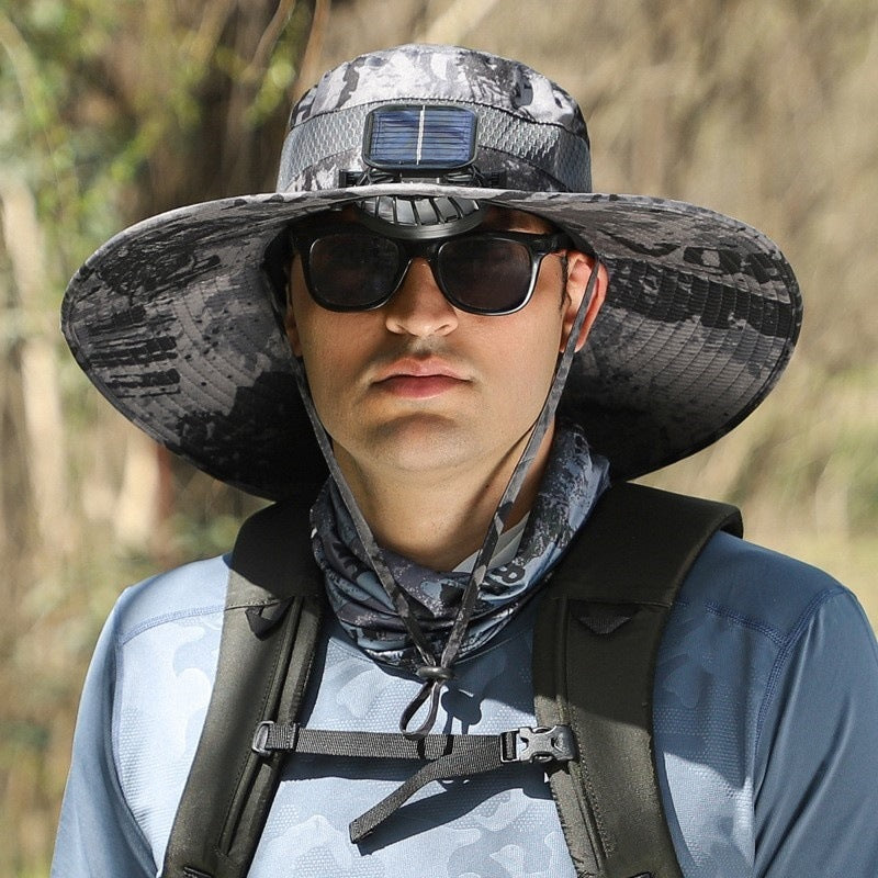 Solar-Powered Cooling Bucket Hat with Built-In Fan | UV Protection