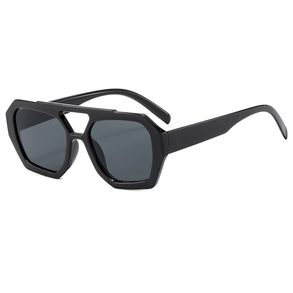 Retro Contrast Color Polygonal Sunglasses