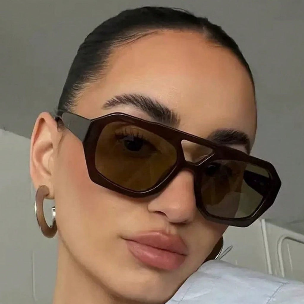 Retro Contrast Color Polygonal Sunglasses