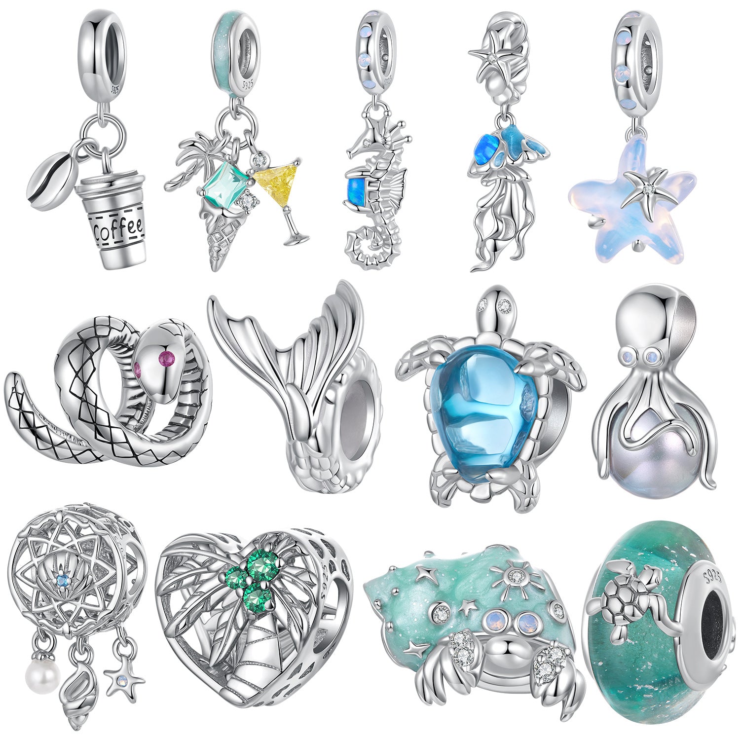 Ocean Series DIY Silver Beads