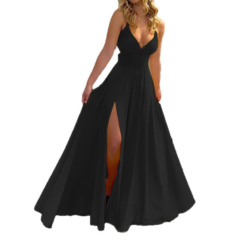 Summer Lace-Up Back Slit Long Dress