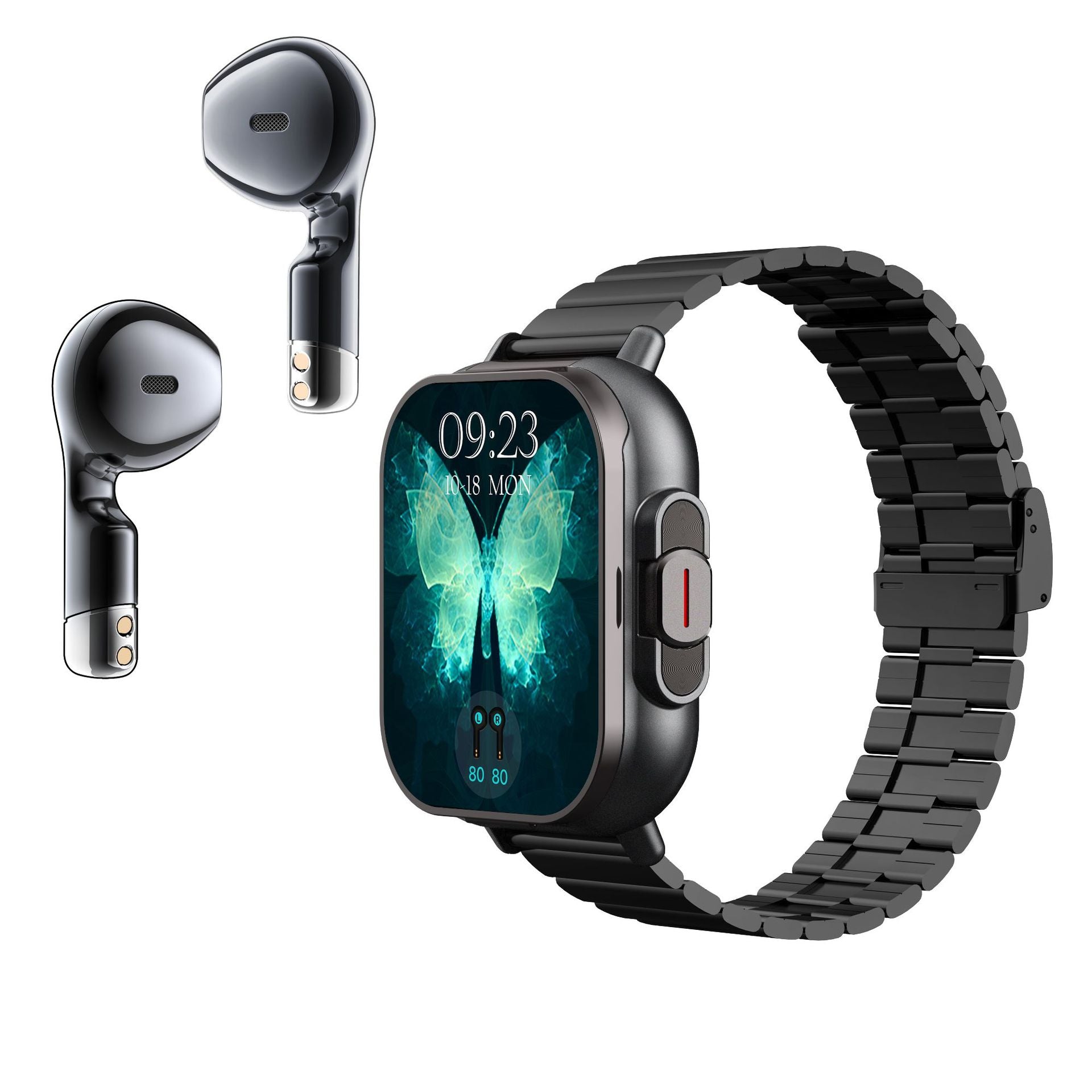 2-in-1 Smartwatch with Built-In TWS Bluetooth Earphones