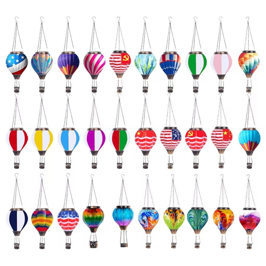 American Flag Hot Air Balloon Solar Lantern – Patriotic Outdoor Light