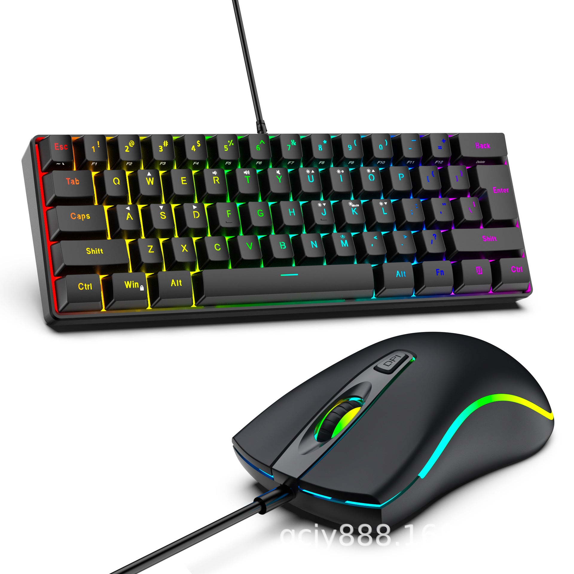 61-Key RGB Gaming Keyboard – Compact Wired USB