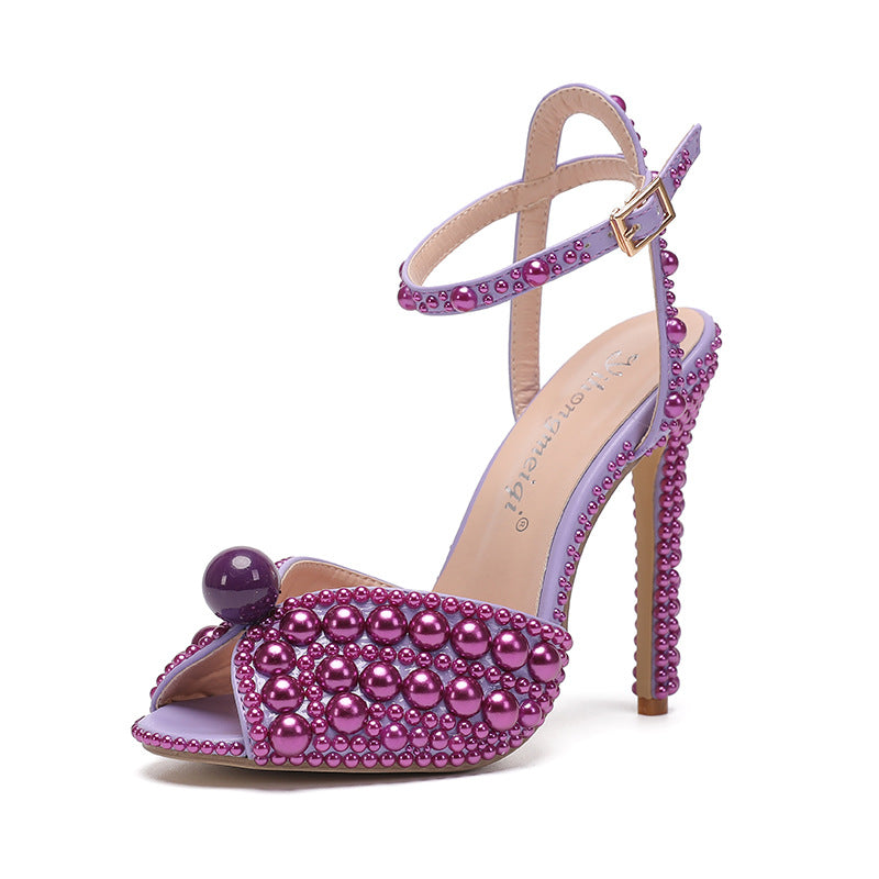 Rhinestone Pearl Womens Wedding Stiletto Heels