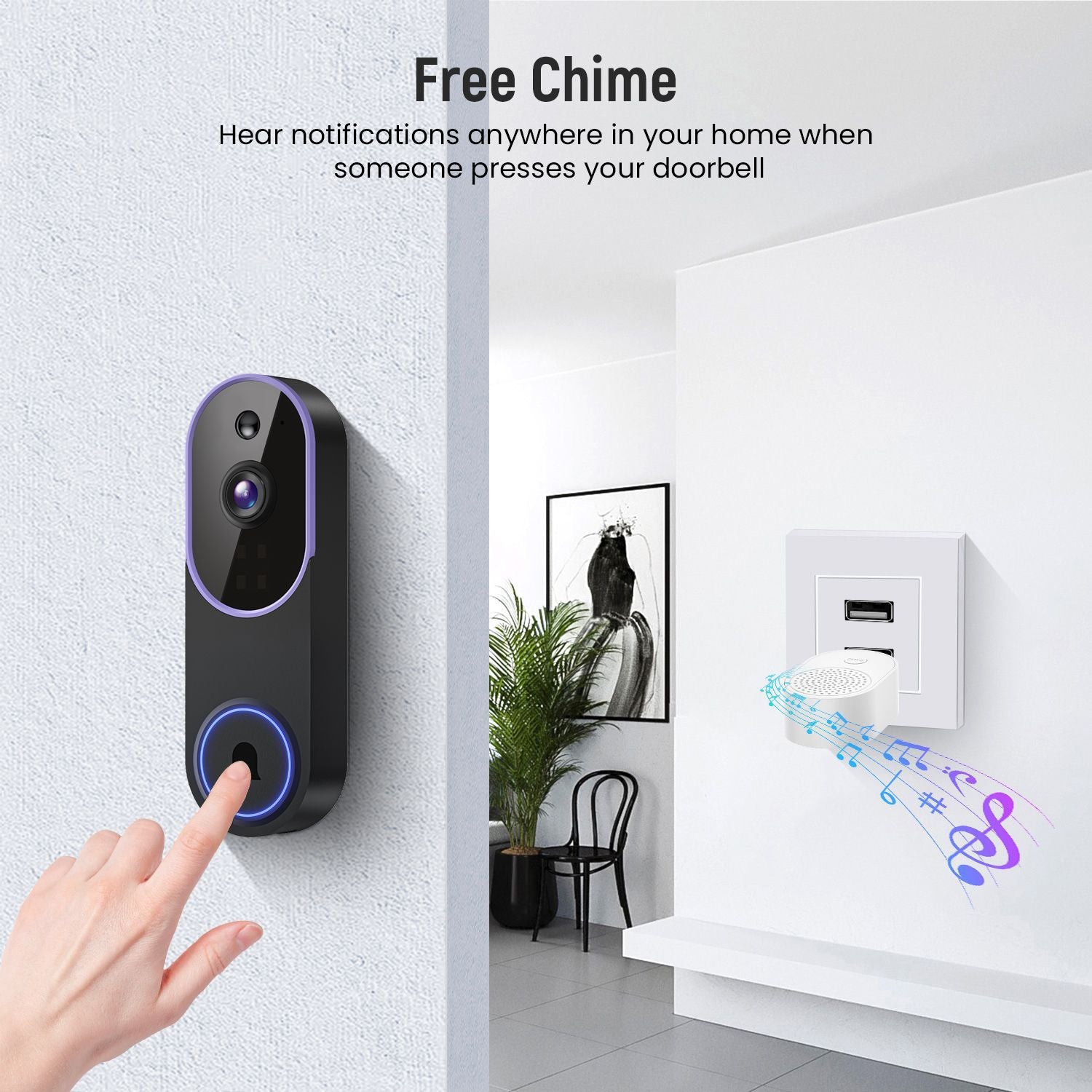 Wireless Smart Video Doorbell with Camera and Intercom
