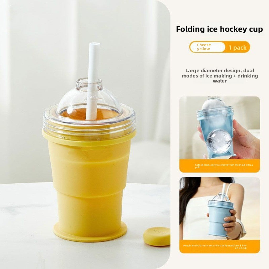 Collapsible Silicone Cup with Straw
