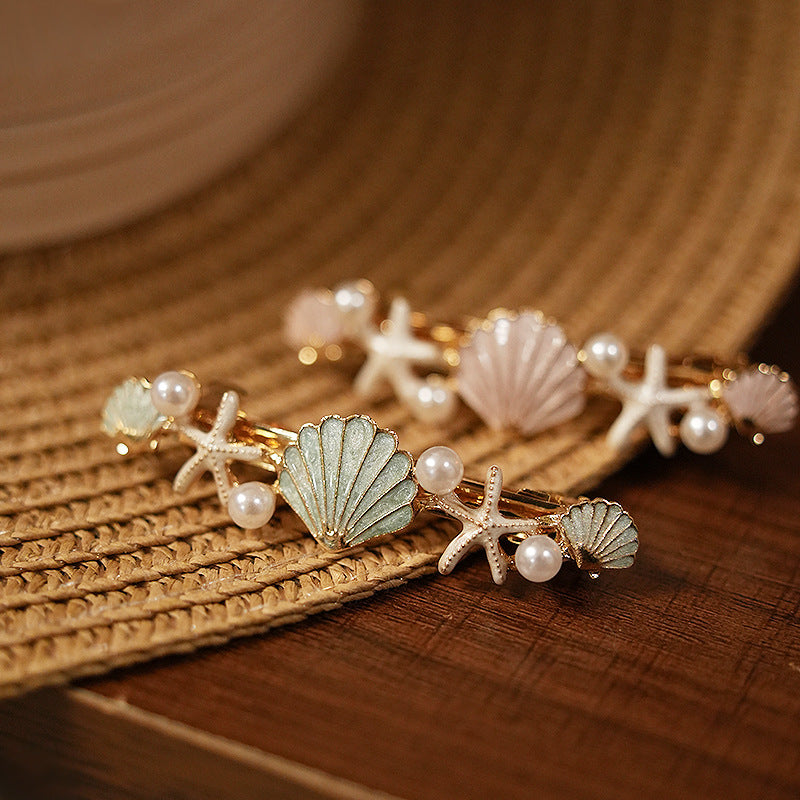 Marine Shell Starfish Spring Hair Clip