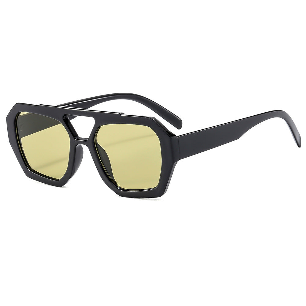 Retro Contrast Color Polygonal Sunglasses