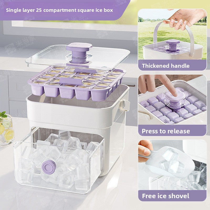 Press-Type Ice Cube Mold with Storage Box