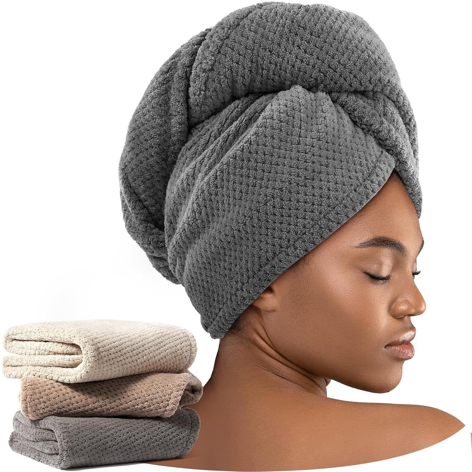 Microfiber Hair Towel for Drying and Frizz Control